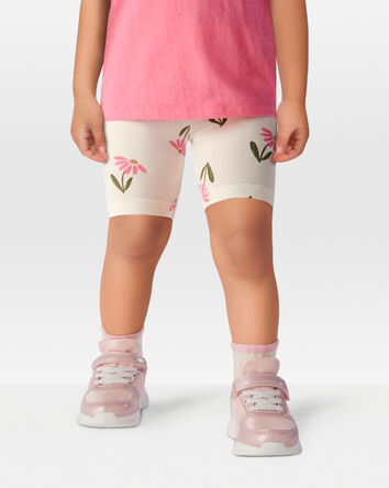 Toddler Floral Bike Shorts - Ivory, 