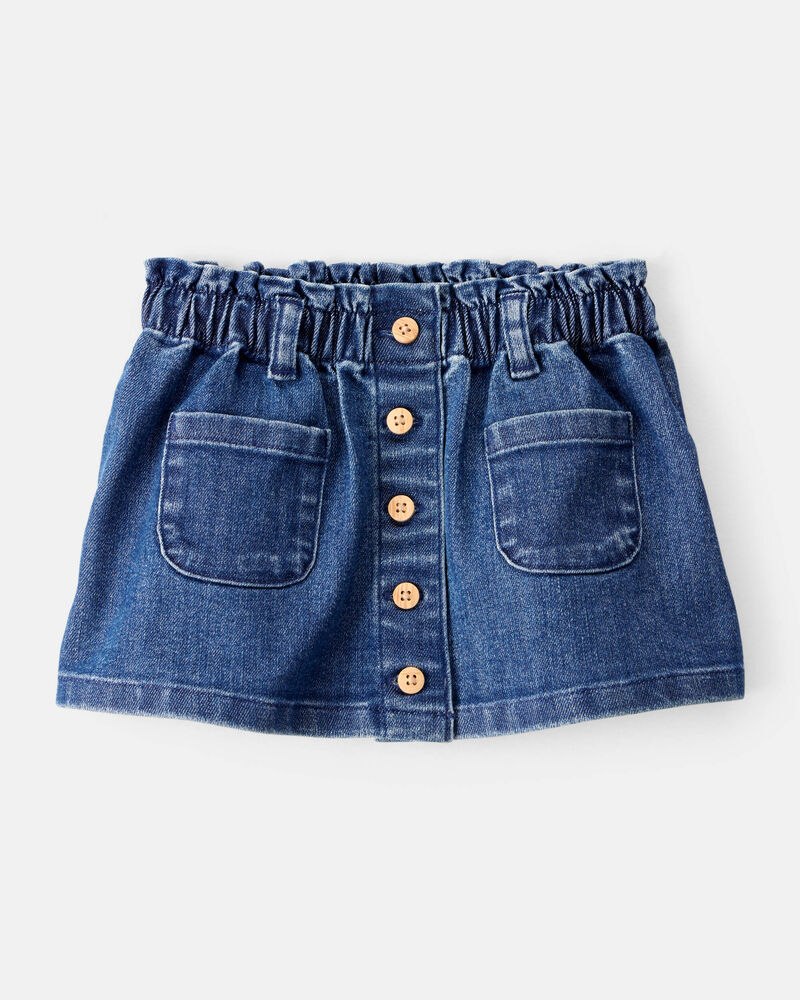 Baby Girl Denim Button-Front Skirt - Blue, image 1 of 3 slides
