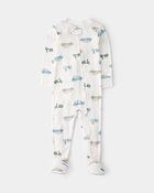 Baby Boy Car Print PurelySoft Footie 1-Piece Pajamas - Ivory, image 1 of 6 slides