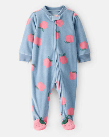 Baby Girl Apple Print Loose Fit Long-Sleeve Sleep & Play - Blue, 