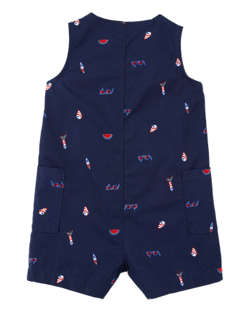 Baby 4th Of July Button-Down Romper, 