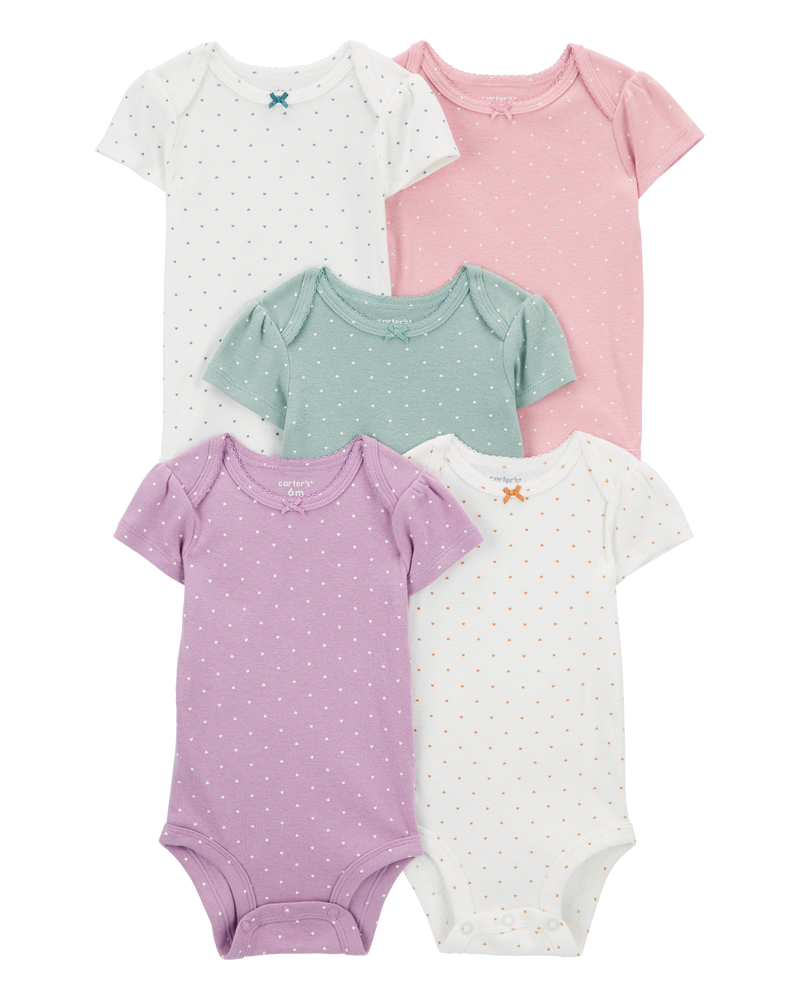 Baby 5-Pack Heart Polka Dot Short Sleeve Bodysuits, image 1 of 7 slides