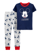 Baby 2-Piece Mickey Mouse 100% Snug Fit Cotton Pajamas, image 1 of 3 slides