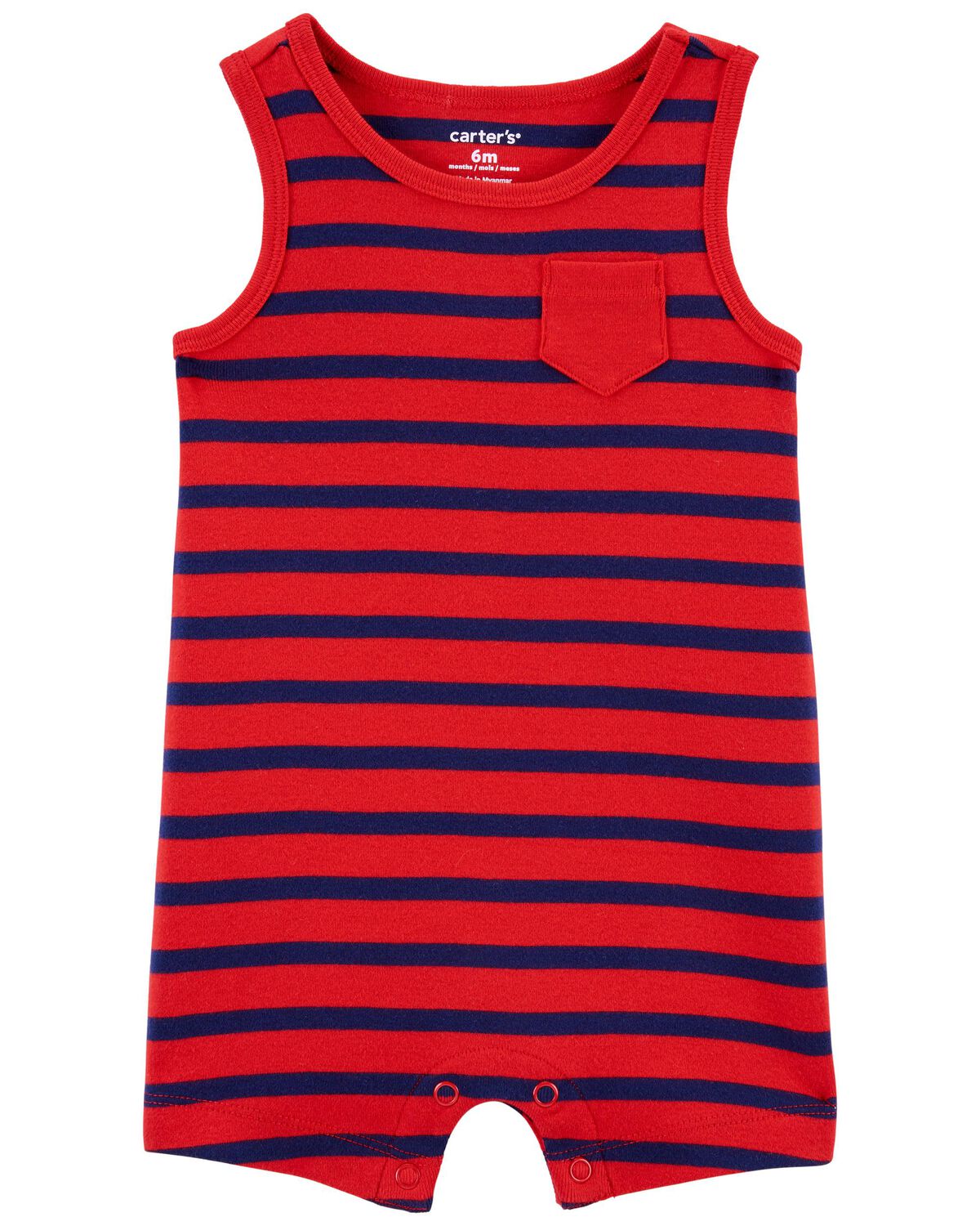 Red Baby Sleeveless Cotton Romper