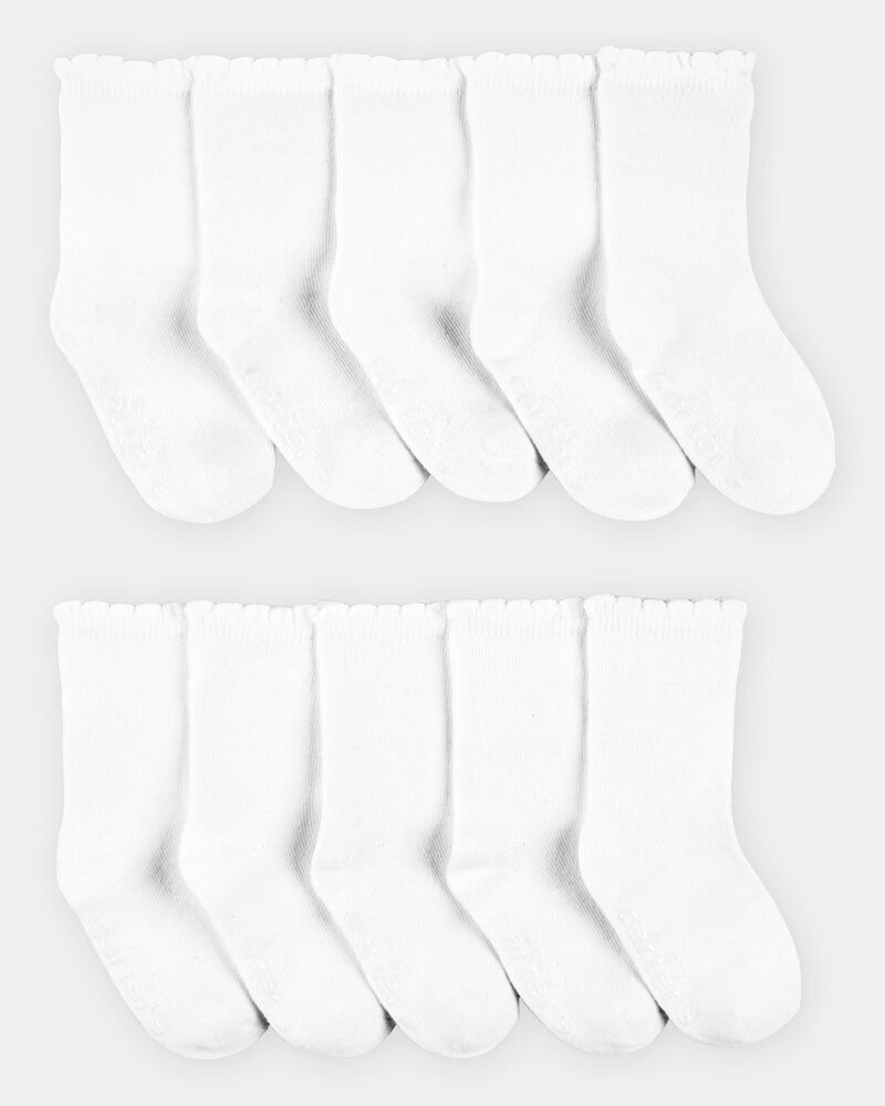 Toddler 10-Pack Scallop Crew Socks, image 1 of 2 slides