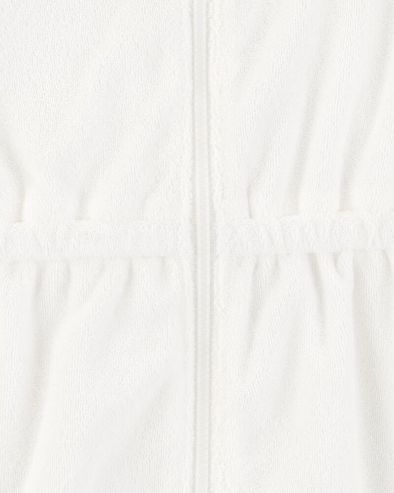 Toddler Girl Hooded Terry Cloth Swim Cover-Up Dress - White, image 2 of 3 slides
