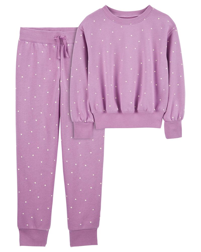 Kid 2-Piece Icon Print Fleece Sweatshirt & Jogger Set, image 1 of 3 slides