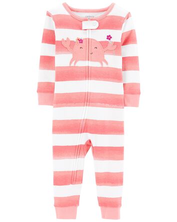 Toddler 1-Piece Crab 100% Snug Fit Cotton Footless Pajamas, 