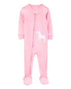 Toddler Unicorn Snug Fit Cotton Footie 1-Piece Pajamas - Pink, image 1 of 4 slides