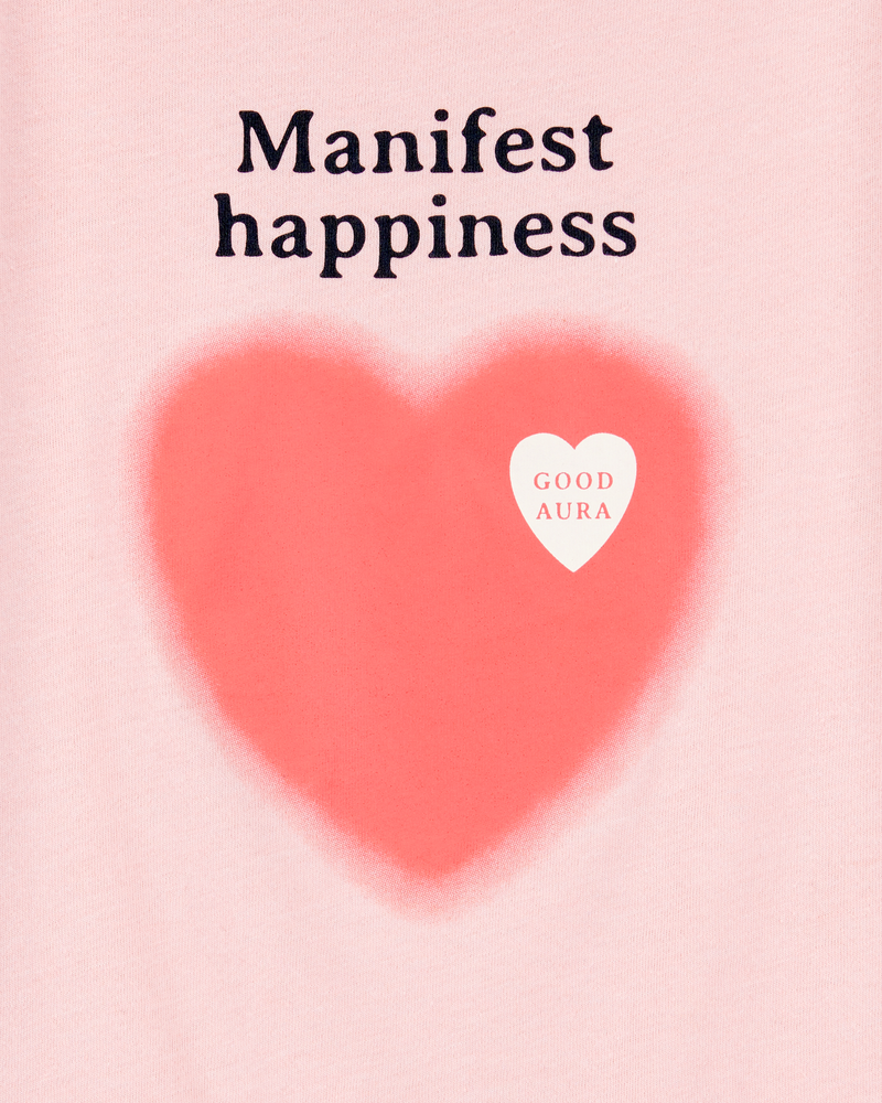 Kid Manifest Happiness Short-Sleeve Graphic Tee - Pink, image 2 of 3 slides