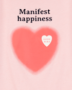 Kid Manifest Happiness Short-Sleeve Graphic Tee - Pink, image 2 of 3 slides