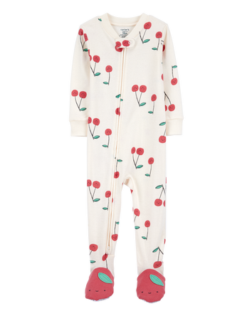 Toddler Girl Cherry Print Snug Fit Cotton Footie 1-Piece Pajamas, 