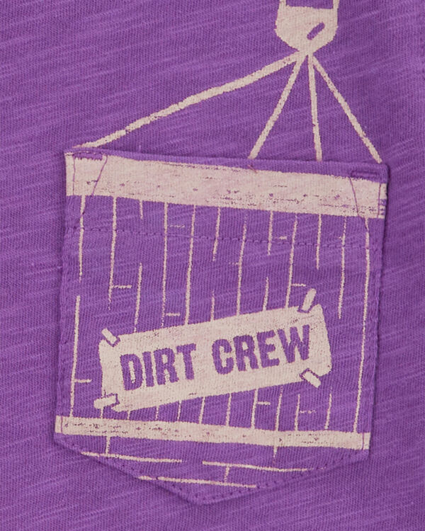 Purple Baby Construction Pocket Graphic Tee