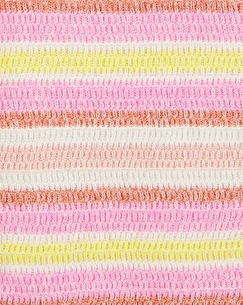 Girls Striped Crochet Knit Tank, 