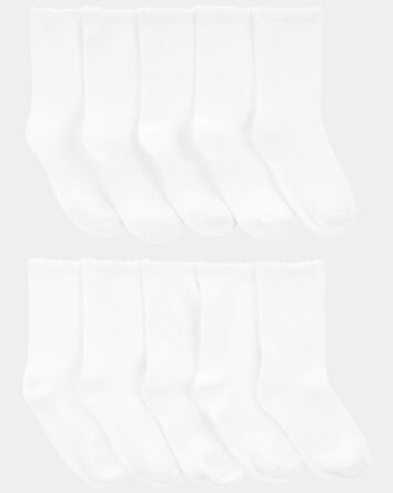 Kid 10-Pack Scallop Crew Socks, 