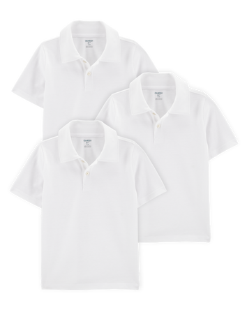 Kid 3-Pack Pique Uniform Polo Shirts - White, 