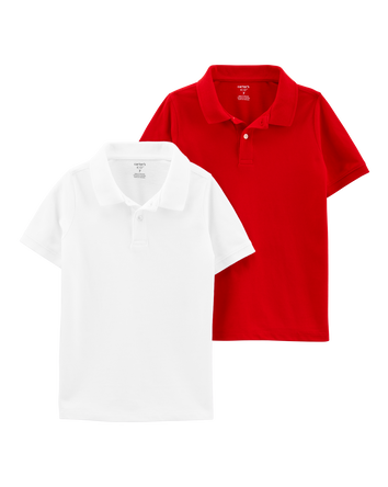 Boys 2-Pack Piqu&eacute; Polos - Red/White, 