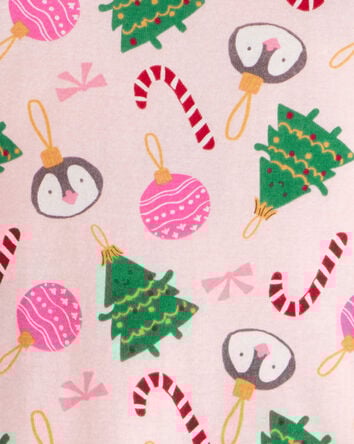 Toddler Christmas Ornament Print 100% Cotton Long-Sleeve 2-Piece Pajamas - Pink, 