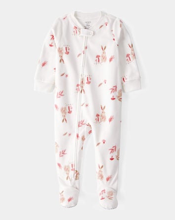 Baby 1-Piece Bunny Fleece Footie Pajamas - Ivory, 