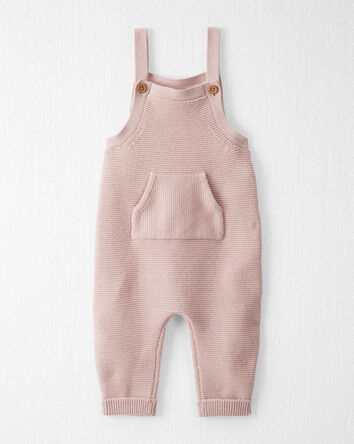 Baby Organic Cotton Sweater Knit Overalls in Perfect Pink
, 