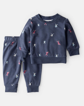 Baby Boy 2-Piece Football Print PurelySoft Long-Sleeve Tee & Pant Set - Blue, 