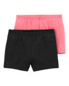 Toddler 2-Pack Tumble Shorts - Pink/Black, image 1 of 5 slides