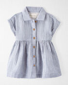 Baby Organic Cotton Striped Button-Front Dress, image 1 of 6 slides