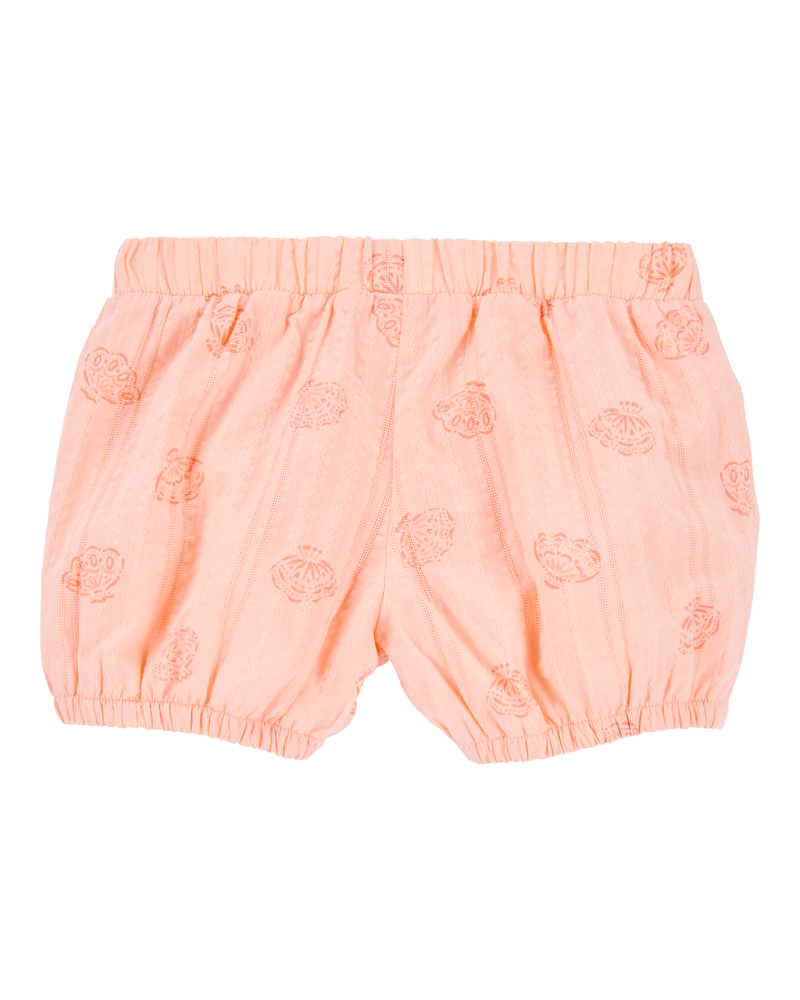Baby Seashell Pull-On Cotton Shorts - Coral, image 2 of 4 slides