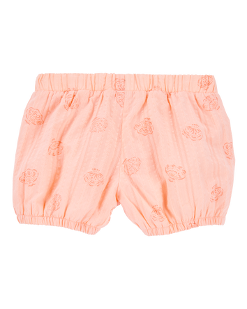 Baby Seashell Pull-On Cotton Shorts - Coral, 