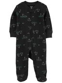 Black - Baby Animal Print 2-Way Zip Sleep & Play Pajamas