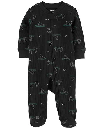 Baby Animal Print 2-Way Zip Sleep & Play Pajamas, 