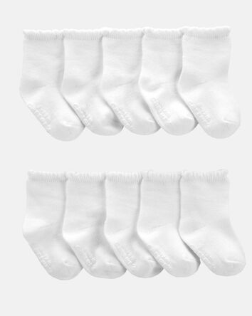 Baby Girl 10-Pack Scallop Crew Socks, 