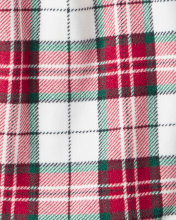 Plaid Print Fleece 2-Piece Night Gown & & Matching Doll Gown - Red/White, 