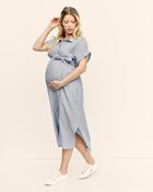 Adult  Women's Maternity Seaside Midi Shirtdress, image 4 of 12 slides