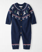 Baby Organic Cotton Fair Isle Sweater Knit Jumpsuit, image 1 of 5 slides