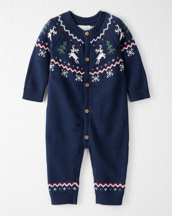 Baby Organic Cotton Fair Isle Sweater Knit Jumpsuit, 