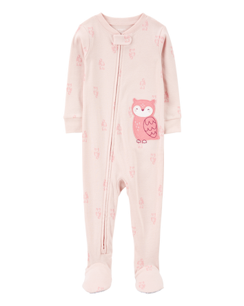 Toddler 1-Piece Owl Print 100% Snug Fit Cotton Footie Pajamas, 