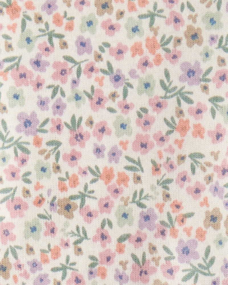 Kid Floral Print Organic Cotton 2-Piece Pajamas, image 3 of 4 slides