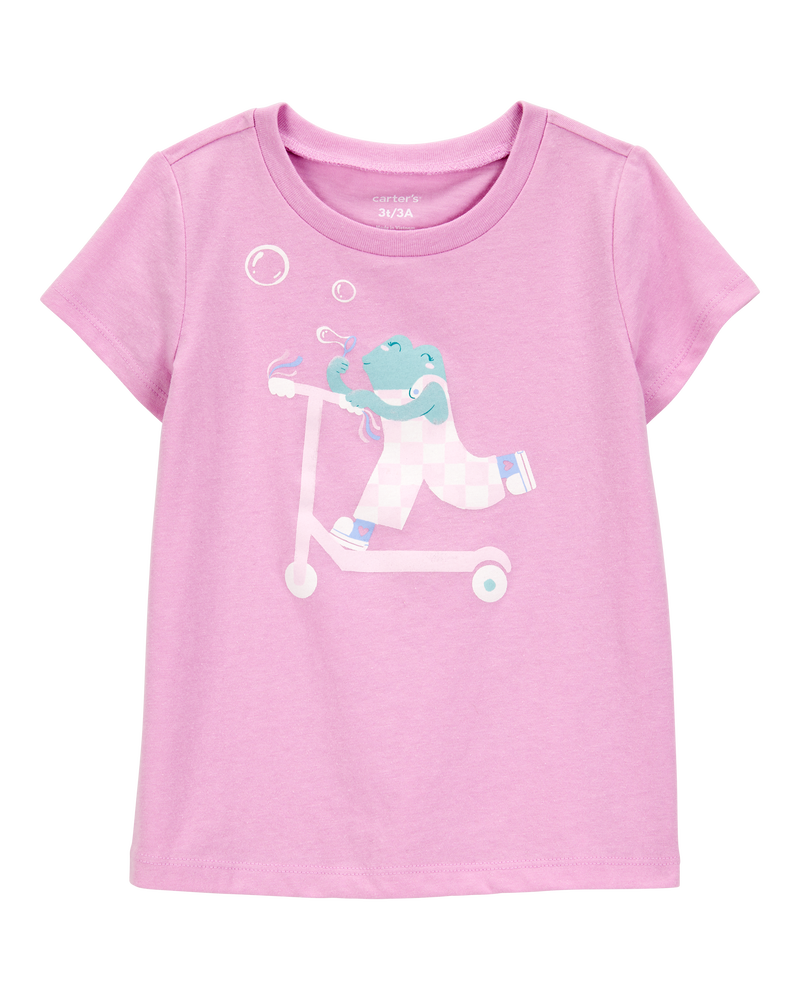 Toddler Girl Scooter Frog Short-Sleeve Graphic Tee - Pink, image 1 of 3 slides