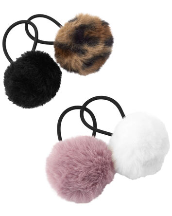 4-Pack Pom Pom Hair Ties, 