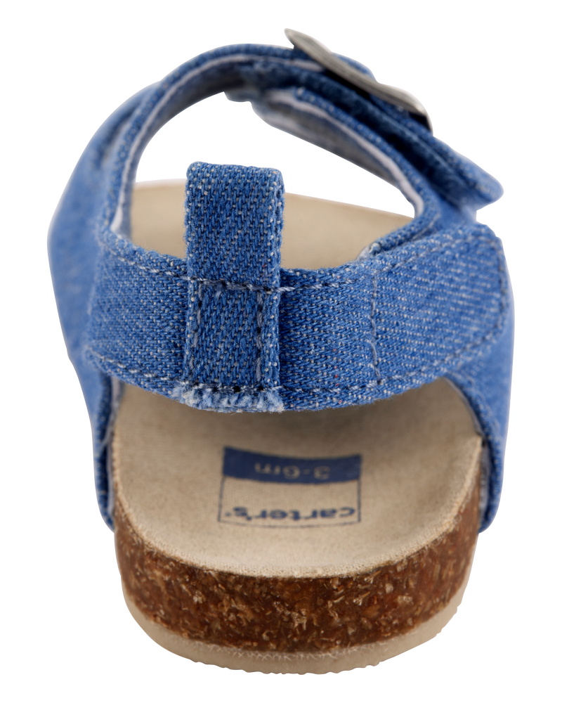 Baby Chambray Buckle Faux Cork Sandals, image 3 of 7 slides