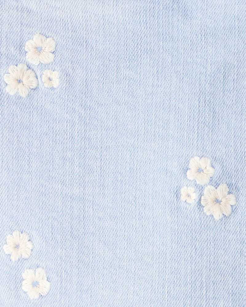 Baby Girl Embroidered Denim Skort - Blue, image 4 of 6 slides