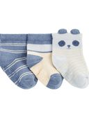 Blue/White - Baby 3-Pack Panda Booties