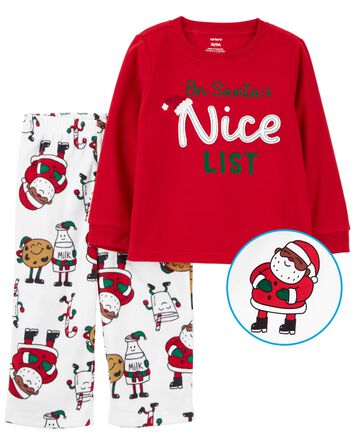 Toddler 2-Piece Santa Cookies Fleece Pajamas, 