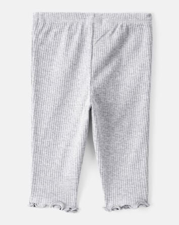 Baby Girl Knit Pull-On Pants - Grey, 