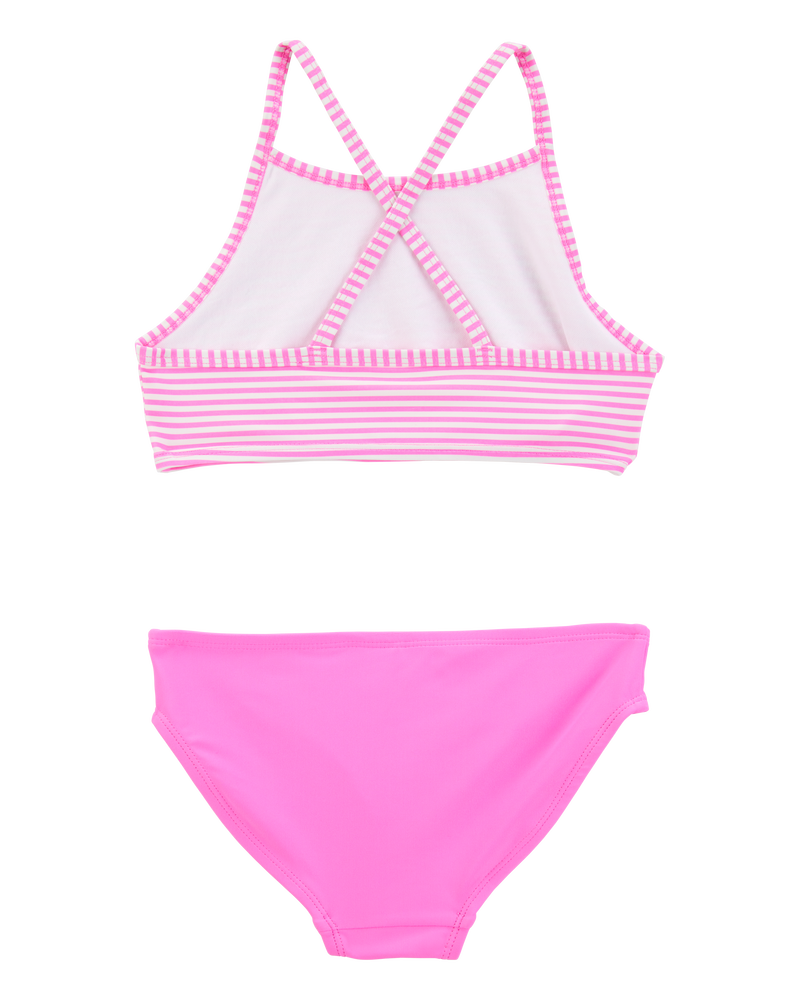Girls 3-Piece Tropical Flamingo Print Rashguard Swim Set, image 2 of 5 slides