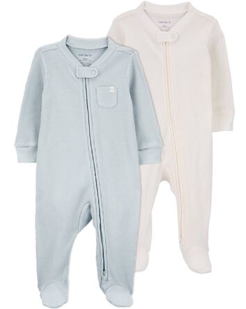 Baby  2-Pack Thermal Textured Sleep & Play Pajamas, 