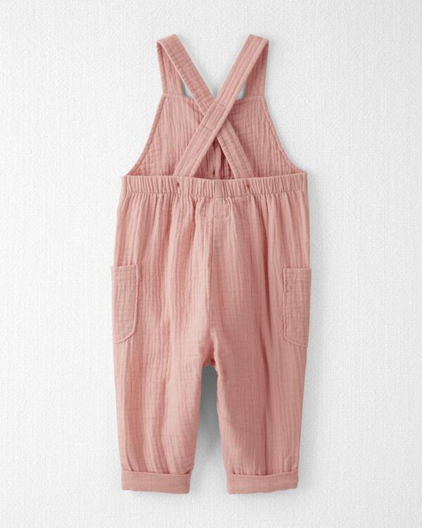 Dusty Rose Baby Organic Cotton Gauze Overalls in Pink