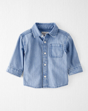Baby Organic Cotton Chambray Button-Front Shirt, 