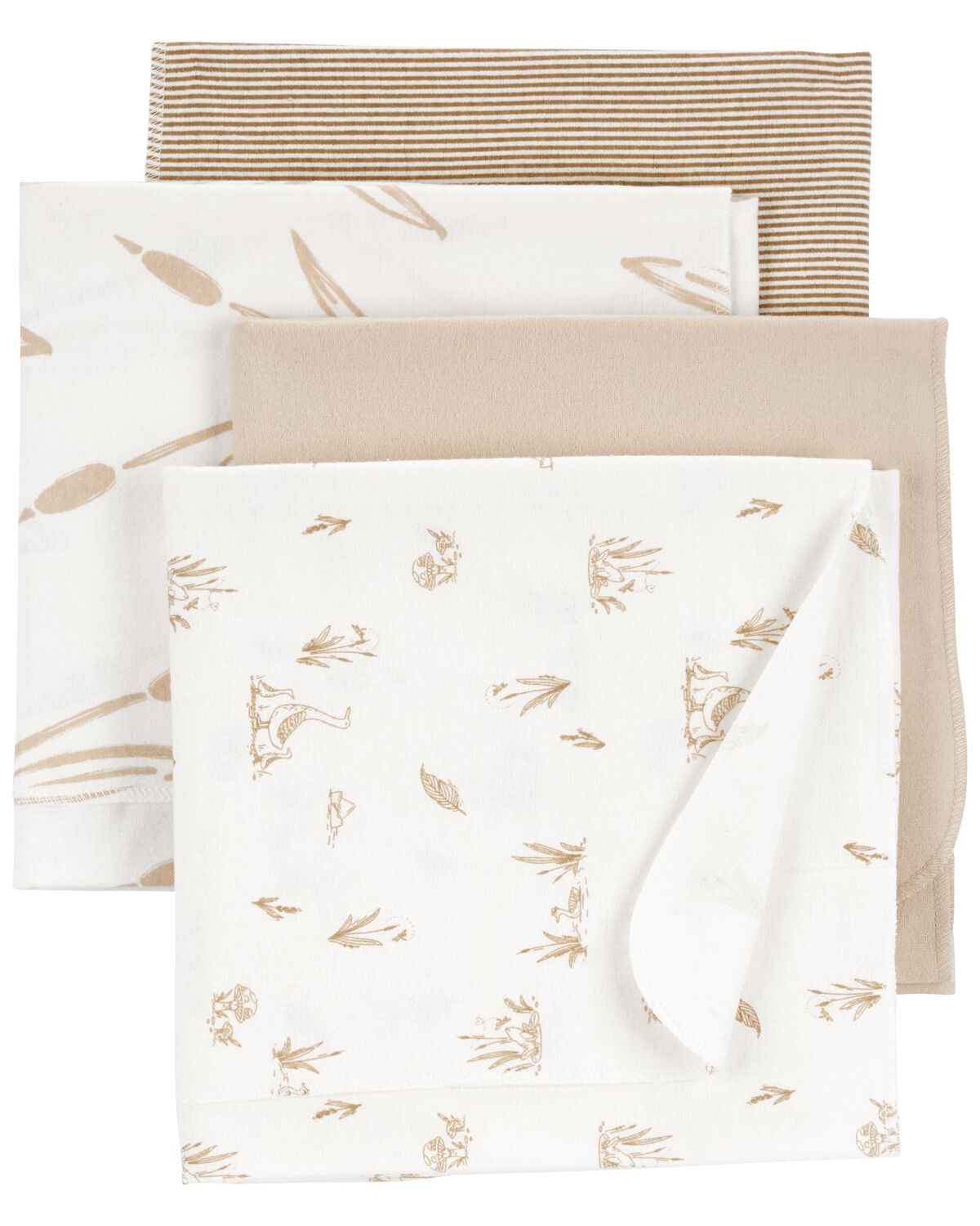 Carters Brown/Ivory Baby 4-Pack Duck Receiving Blankets